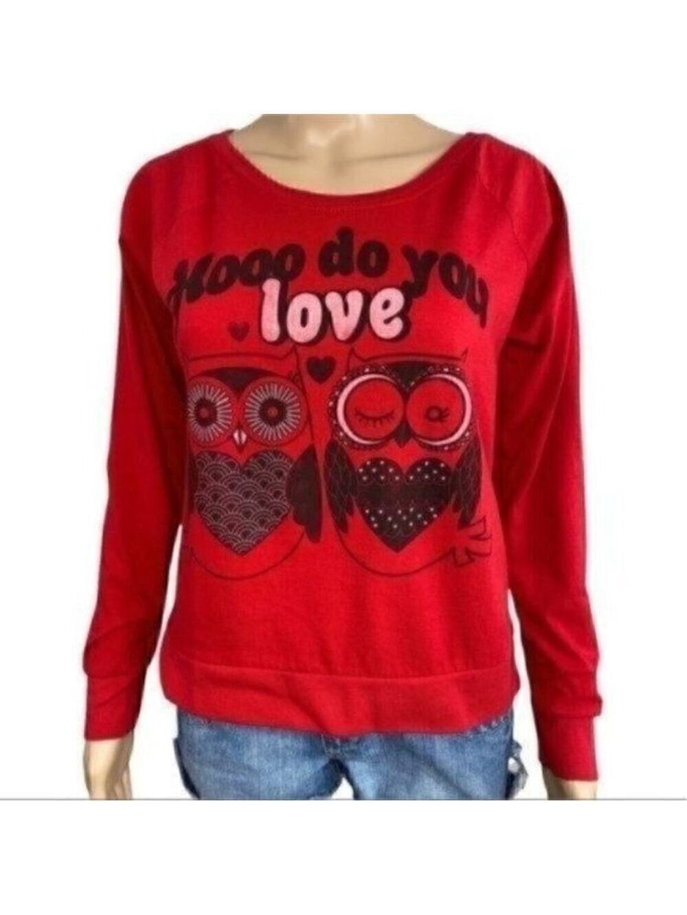 HOOO do you Love owls fifth sun t-shirt long sleeve size medium